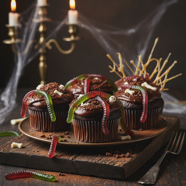 Spooky Chocolate Worm Cupcakes recipe