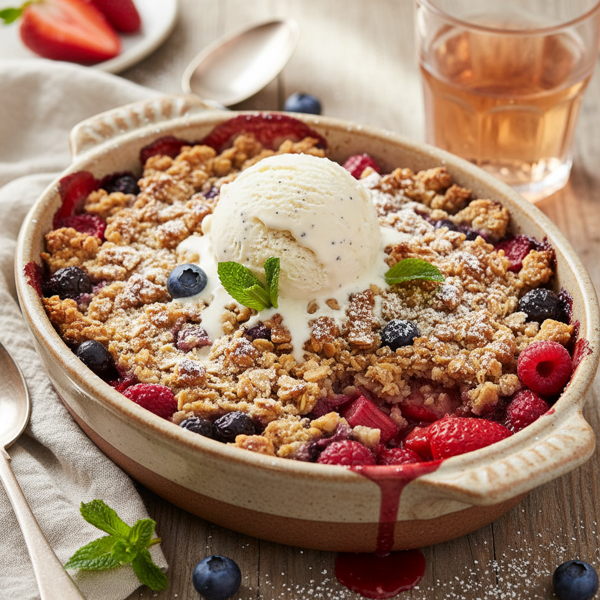 Spring Berry and Rhubarb Crisp Delight recipe