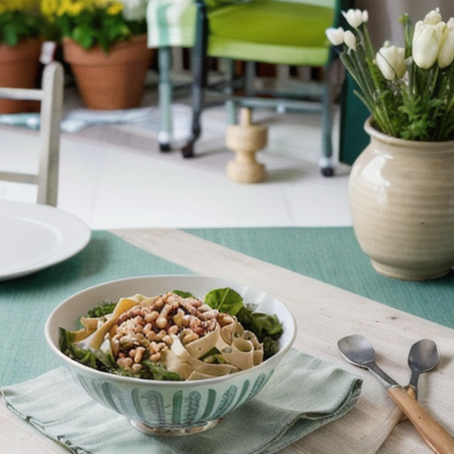 Spring Fettuccine with Pine Nuts and Fresh Greens recipe