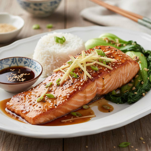 Sticky Asian Glazed Salmon with Ginger recipe