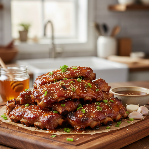 Sticky Honey-Garlic Glazed Pork Ribs recipe