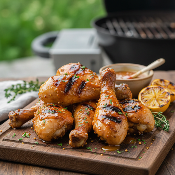 Sticky Honey Mustard Grilled Drumsticks recipe