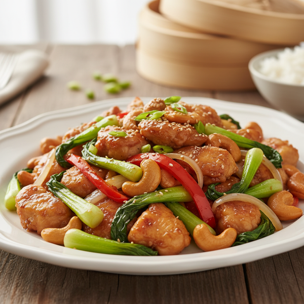 Stir-Fried Cashew Chicken with Baby Bok Choy recipe