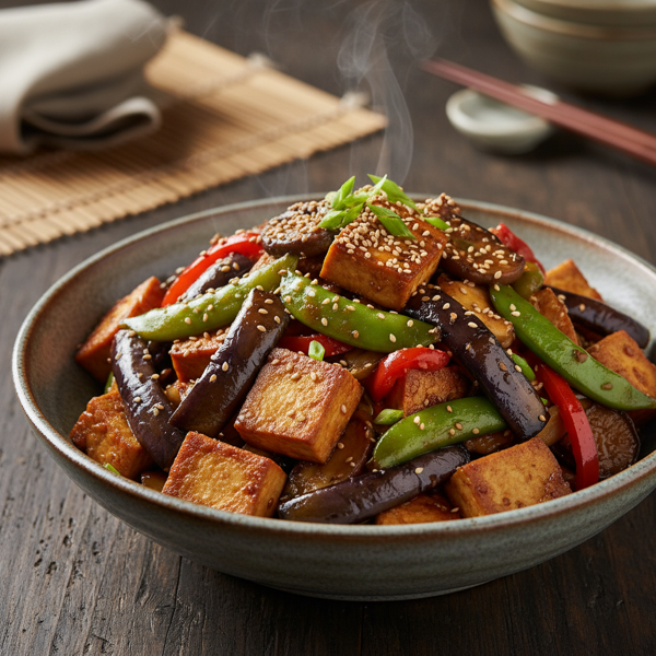 Stir-Fried Japanese Eggplant and Tofu Delight recipe