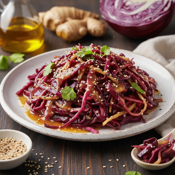 Stir-Fried Red Cabbage with Ginger-Sesame Sauce recipe