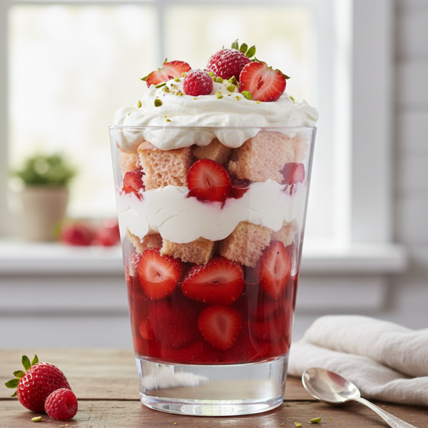 Strawberry Bliss Trifle with Jello and Whipped Cream recipe
