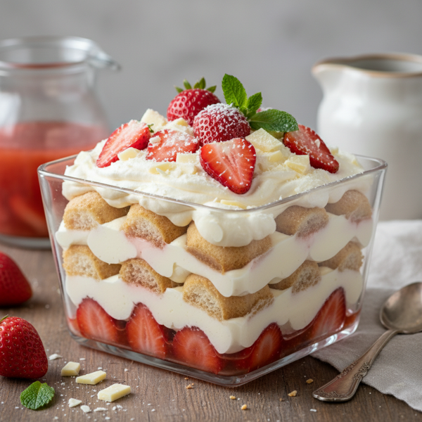 Strawberry Bliss White Chocolate Tiramisu recipe