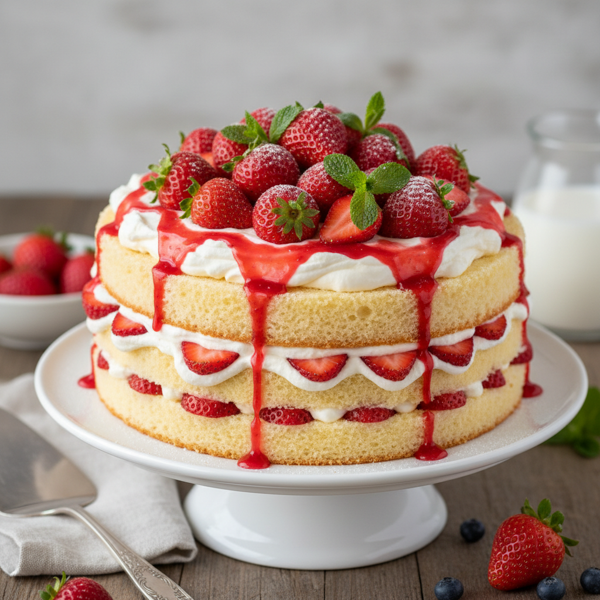 Strawberry Cream Delight Cake recipe