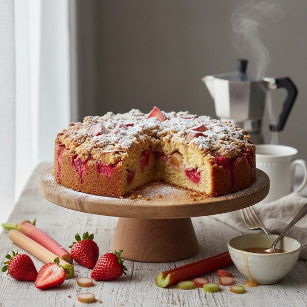 Strawberry Rhubarb Delight Coffee Cake recipe