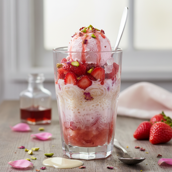 Strawberry Rose Falooda Delight recipe