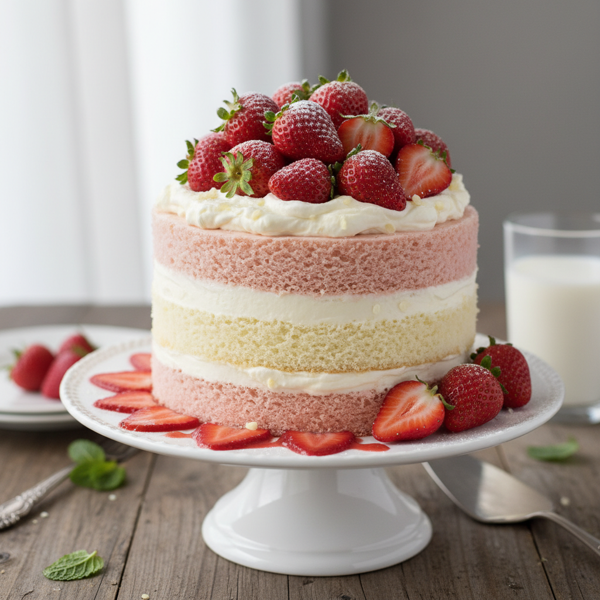 Strawberry Vanilla Delight Cake with Whipped Frosting recipe