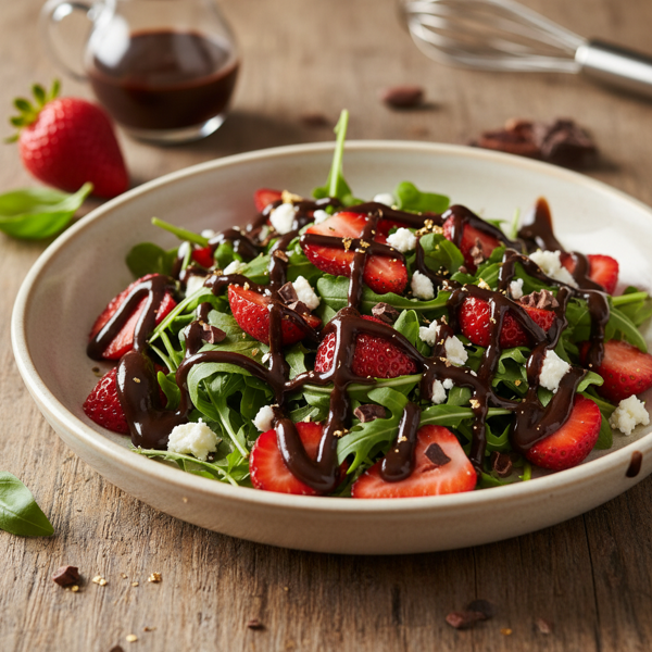 Strawberry & Rocket Salad with Decadent Chocolate Balsamic Drizzle recipe