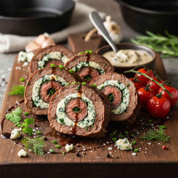 Stuffed Blue Cheese Flank Steak Roll-Ups recipe