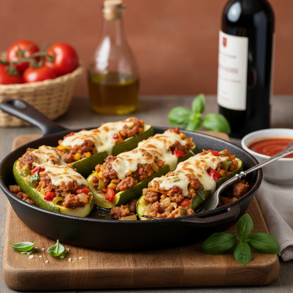 Stuffed Zucchini Boats with Italian Sausage recipe