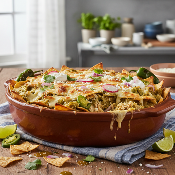 Sublime Chilaquiles Casserole with Chicken Verde recipe