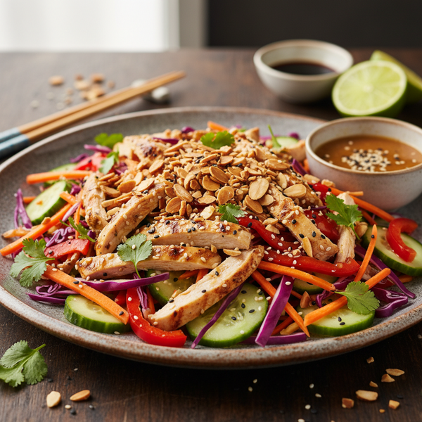 Succulent Asian Chicken Salad with Caramelized Almonds recipe