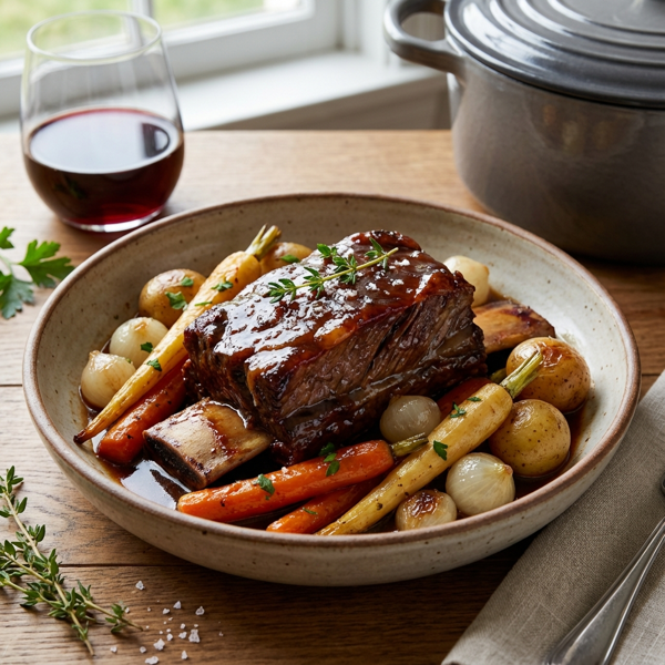 Succulent Braised Short Ribs with Root Vegetables recipe