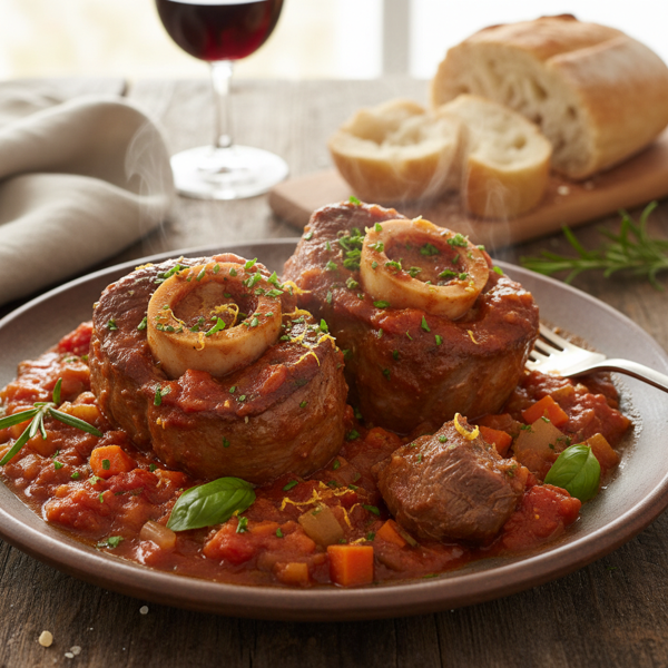 Succulent Veal Osso Buco with Rich Tomato Herb Sauce recipe