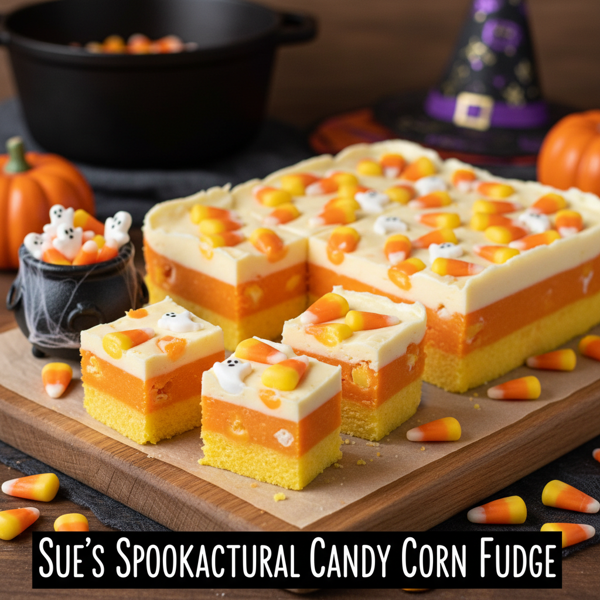 Sue's Spooktacular Candy Corn Fudge recipe