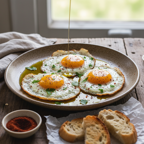 Sumac-Spiced Fried Eggs with Olive Oil recipe