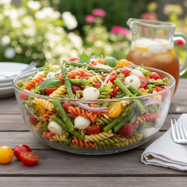 Summer Asparagus & Tri-Colored Pasta Salad recipe