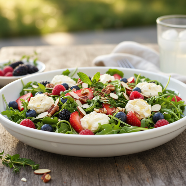 Summer Berry Arugula Salad with Creamy Goat Cheese recipe