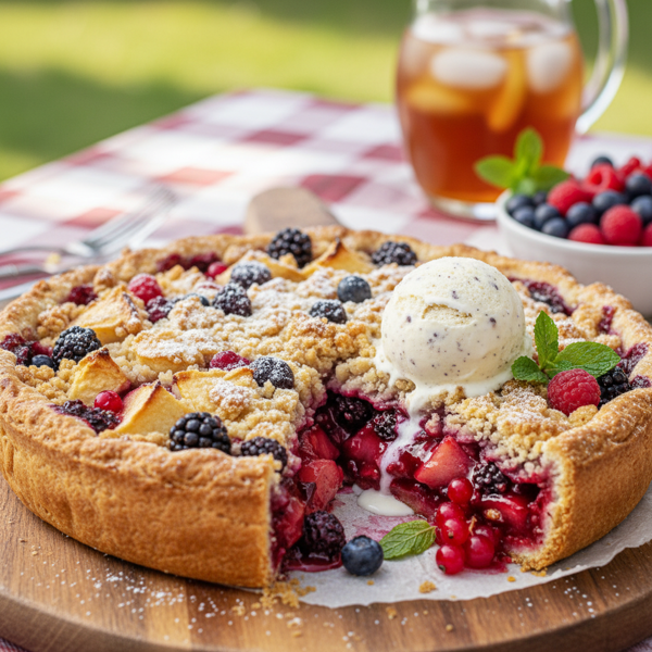 Summer Berry & Apple Crumble Pie recipe