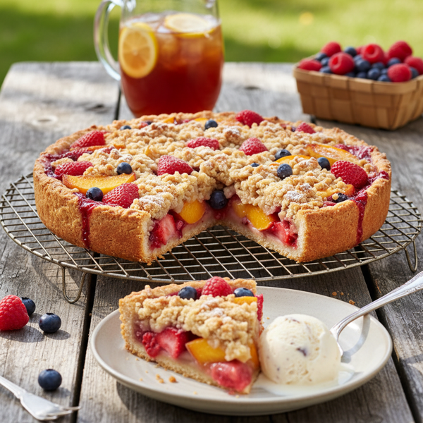 Summer Fruit Delight Streusel Pie recipe