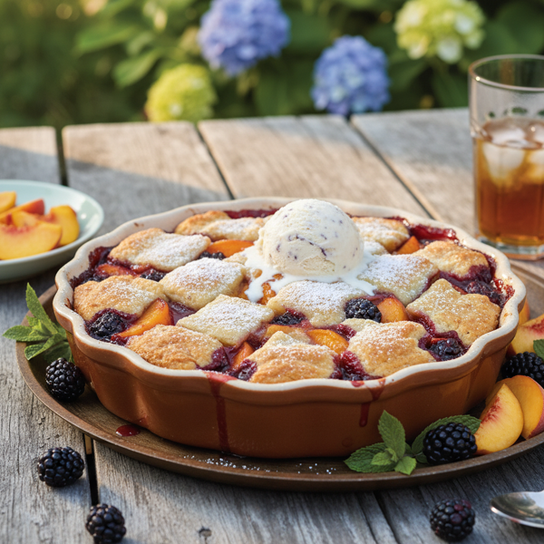Summer Harvest Peach and Blackberry Cobbler recipe