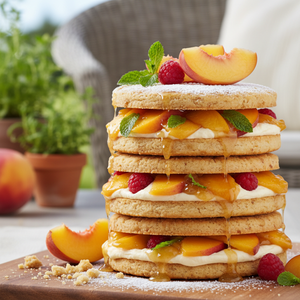 Summer Peach Delight with Ginger Biscuit Tiers recipe