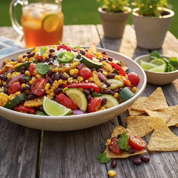 Summer Roasted Veggie Black Bean Salsa recipe