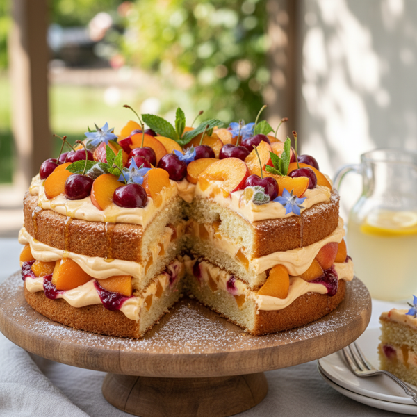Summer Stone Fruit Delight Cake recipe