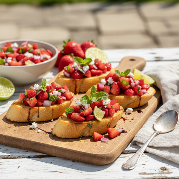 Summer Strawberry Salsa Bruschetta Delight recipe