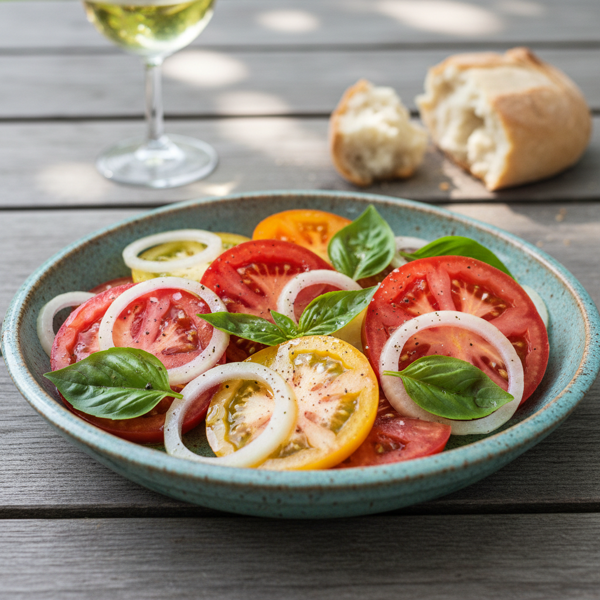 Summer Tomato, Sweet Onion, and Basil Medley recipe