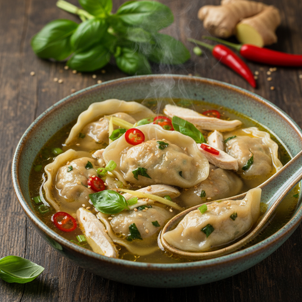 Sumptuous Chicken & Basil Dumpling Soup recipe