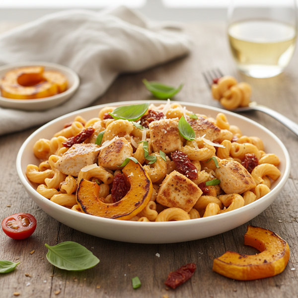 Sun-Dried Tomato Alfredo Chicken Pasta with Squash recipe