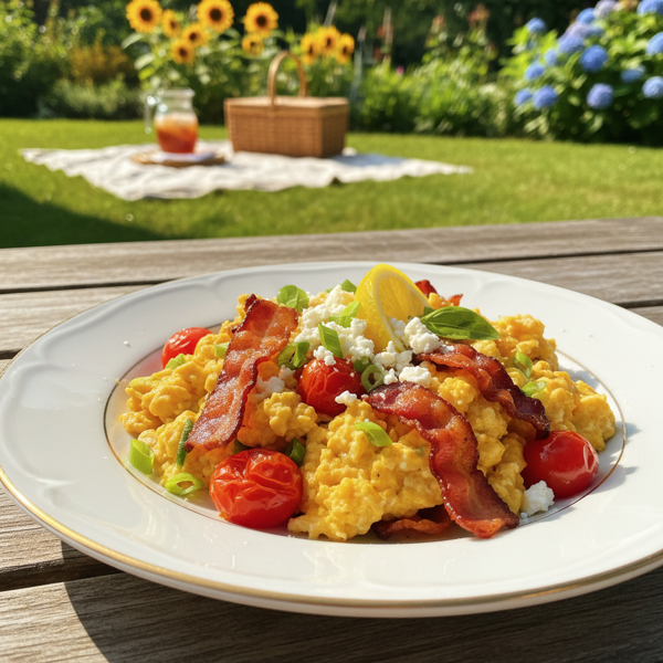 Sunny Summer Egg and Bacon Scramble recipe