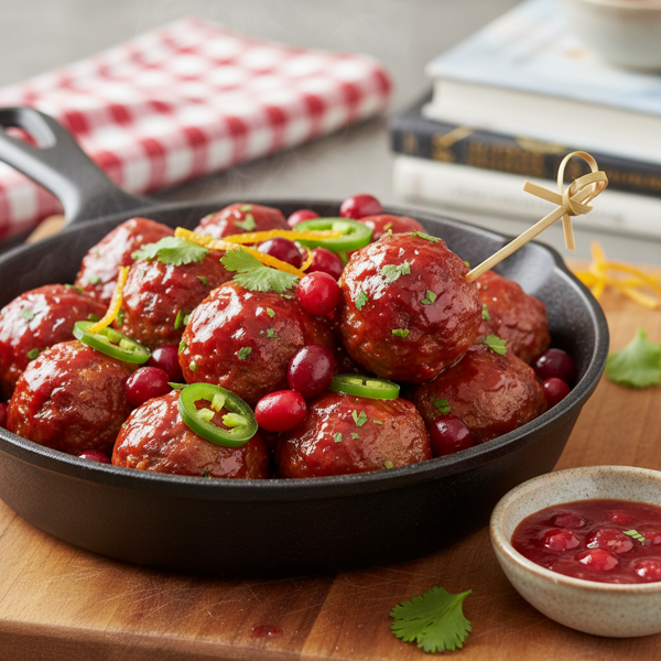 Sweet-Tart Cranberry Chili Meatballs Delight recipe