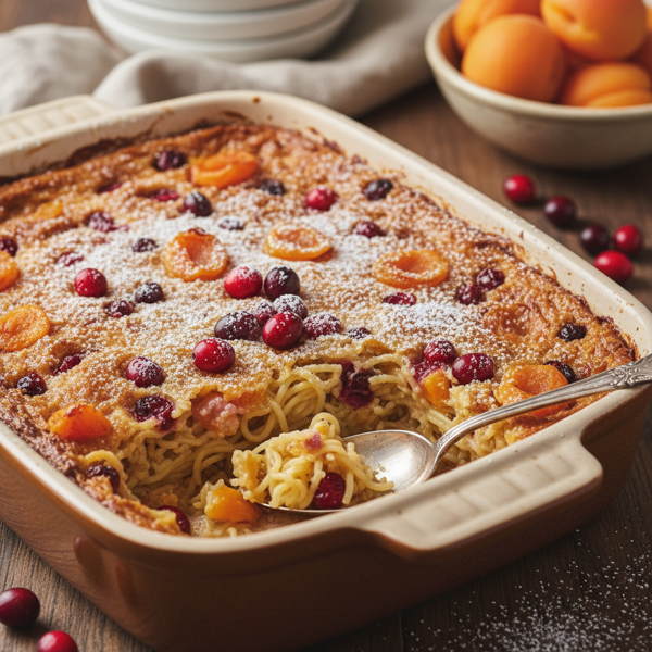 Sweet Apricot Cranberry Noodle Pudding recipe