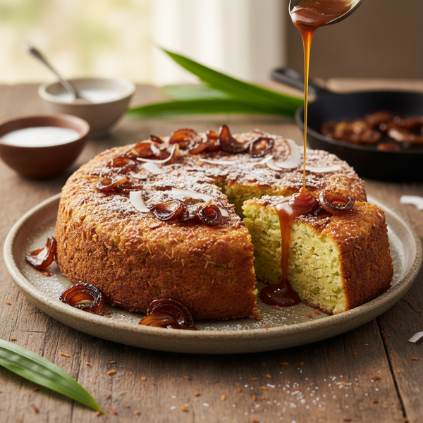 Sweet Coconut Mung Bean Cake with Caramelized Shallots recipe