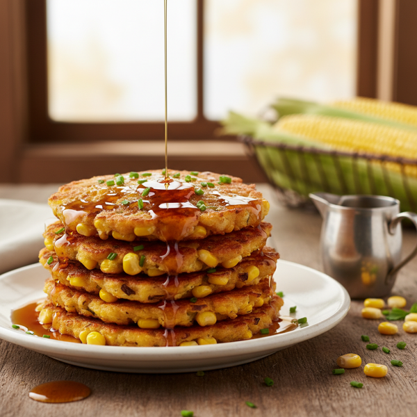 Sweet Corn Fritters with Maple Drizzle recipe