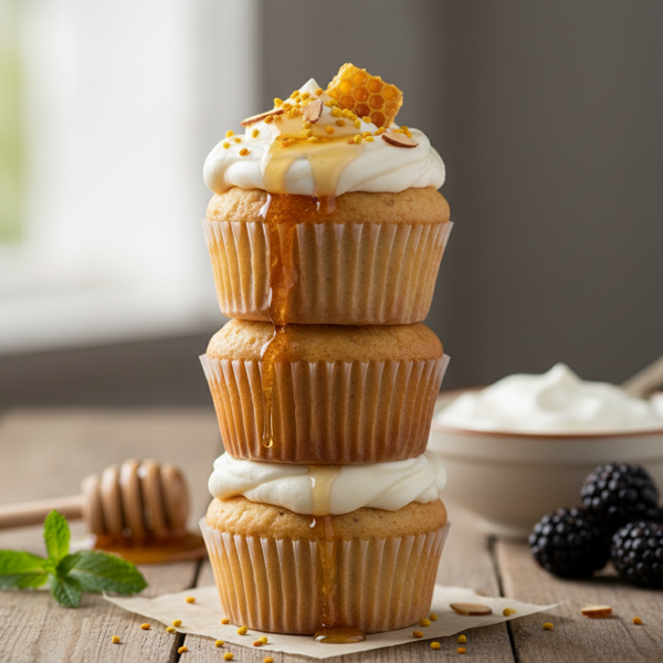 Sweet Honey Yogurt Cupcakes with Creamy Topping recipe