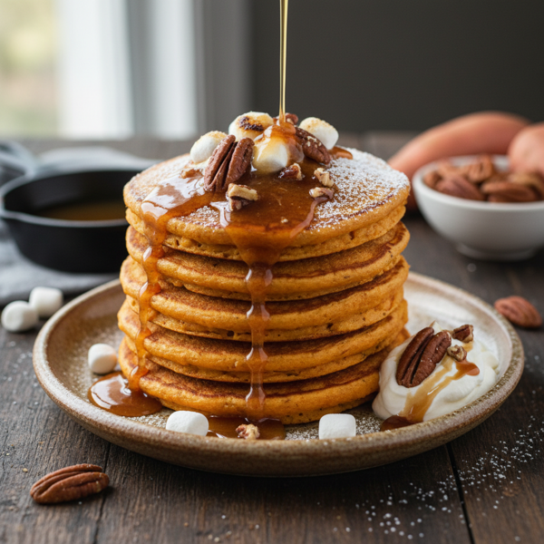 Sweet Potato and Pecan Delight Pancakes recipe