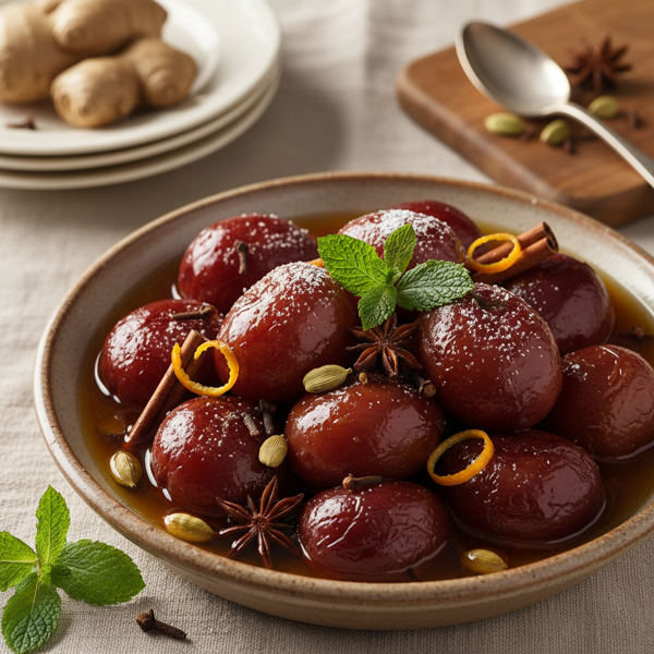 Sweet Spiced Poached Plums recipe