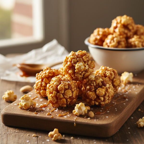 Sweet & Crunchy Caramel Popcorn Balls recipe