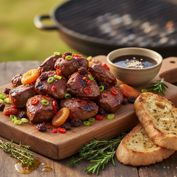 Sweet & Savory Grilled Chicken Livers recipe