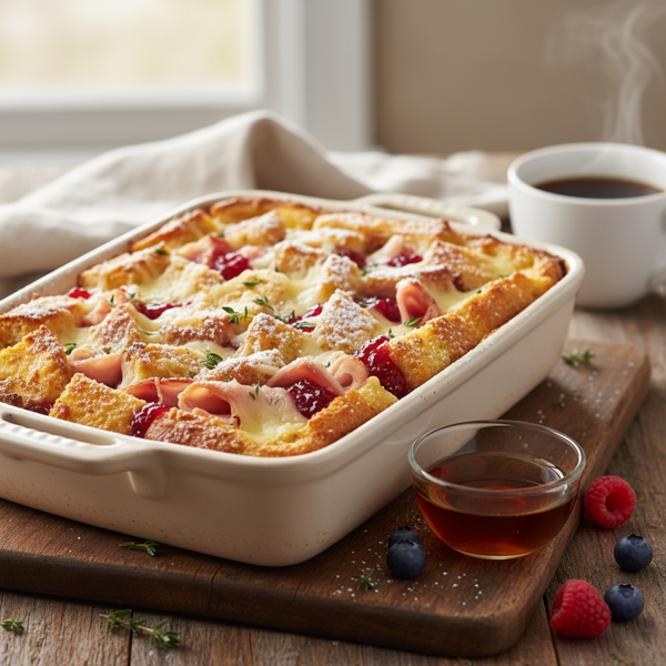 Sweet & Savory Monte Cristo Breakfast Bake recipe