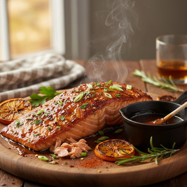 Sweet & Smoky Bourbon-Glazed Salmon recipe