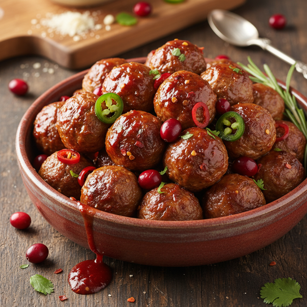Sweet & Spicy Cranberry Cocktail Meatballs recipe