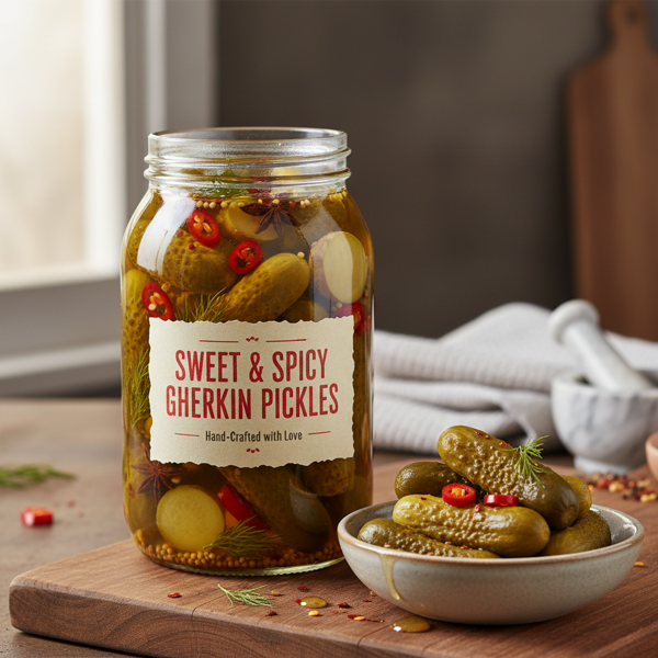 Sweet & Spicy Gherkin Pickles recipe